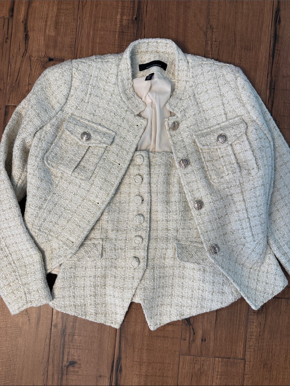 White House Black Market Ivory Tweed Jacket with Matching bustier 4/0